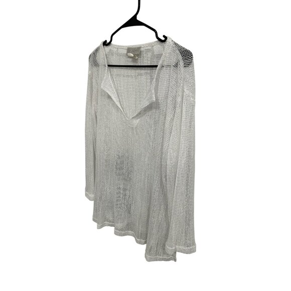 J. Valdi Womens Sheer White Pullover Swim Cover-Up Top Size Medium - Picture 3 of 8